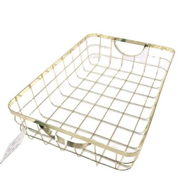 China 2020 viable wire pantry gold basket, storage basket for sale