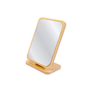 China WELLRICH Lighted Makeup Portable Tabletop Mirror, Wooden Cosmetic Mirror, Concise Style Personal Makeup Mirrors for sale