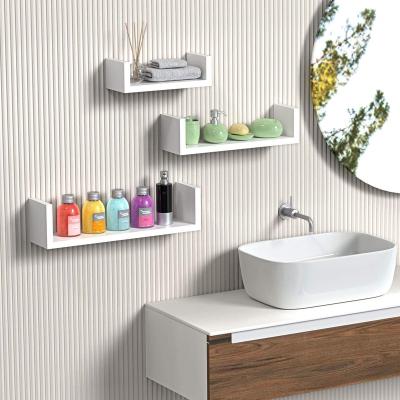 China Wholesale Home Decoration Furniture Simplicity White MDF U Shape Display Set Of 3 Floating Wooden Shelves For Home for sale