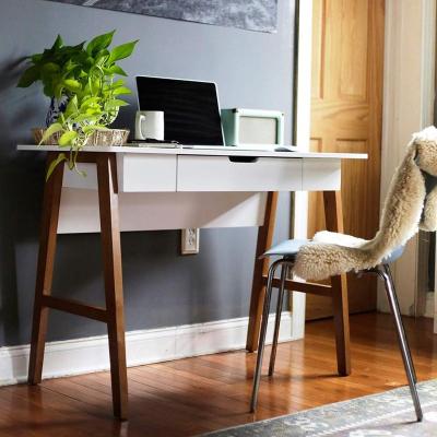 China Latest New 2019 Modern Solid Wood Simple Design Hot Selling Modern White Solid Wood Desk With Drawer for sale