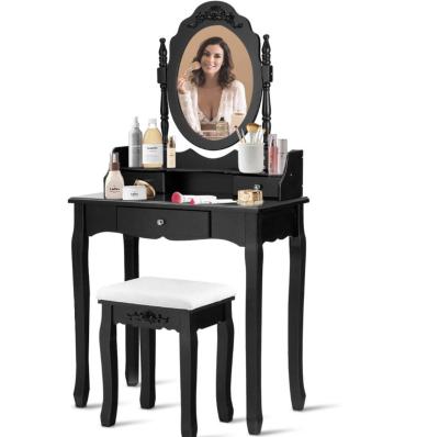 China PANEL Factory direct wholesale girls bedroom modern design simple black dressing table with 4 drawers for sale