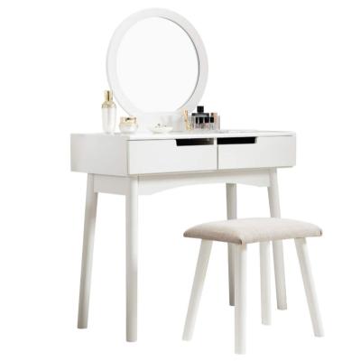 China White Round PANEL Bedroom Elegant Design Mirror Makeup Organizer Desk for sale