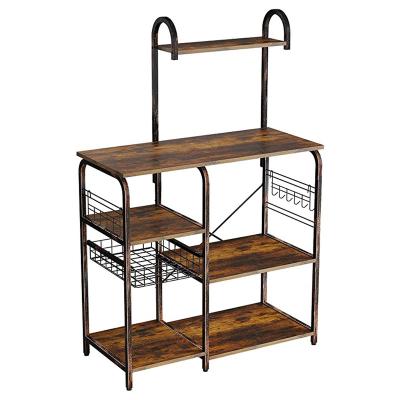 China PANEL 4 Tier Kitchen Storage Cart Vintage Serving Bakers Rack for sale