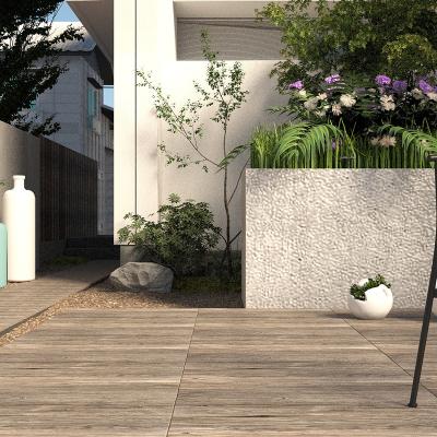 China 2cm Glazed Brown Wood Effect Modern Outdoor Deck Porcelain Tiles Matt Surface for sale