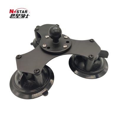 China Rubber+aluminum alloy+nylon plastic +304 stainless steel automotive glass industry and agricultural station tablet base ball head 1.5 inch triple suction cup for sale