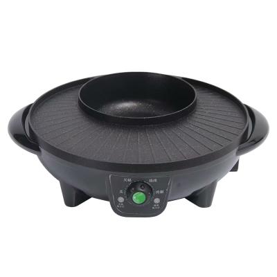 China Easily Assembled Round Multi Function Shaped Electric Hot Pot And Grill BBQ Grill And Hot Pot for sale