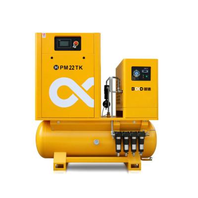 China Lubricated 400 Liters PM22TK 22KW 30HP Combined Air-Compressors Screw With Air Dryer For Laser Machine for sale