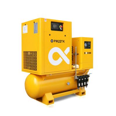 China 22KW lubricated combined screw compressor price with air dryer fine filters and air tank for laser machine for sale