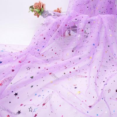 China 2022 New Arrival Star Pentagon Star Tulle Fabric Shrink-resistant 100% Polyester Mesh Fabric for tutu skirt and wedding dress for sale