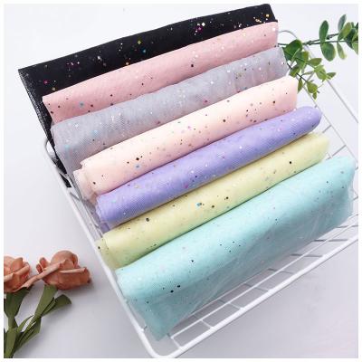 China Low MOQ 100% Average Weight 25D Yarn Count Square Punch Shrink-Resistant Polyester Mesh Tulle Fabric Fabric for sale