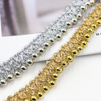 China Home Accessories Lace Gold Bead Curtain Accessories DIY Viable Handmade Clothing Hats Trim Lace For Sale for sale