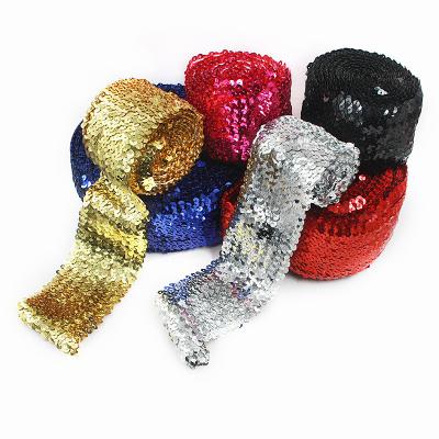 China Best Viable Selling 7.5cm 100Polyester Width Elastic Sequin Bead Lace Ribbon for sale