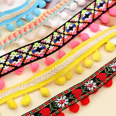 China Viable national style color ball lace ball lace ball diameter 1.2cm clothing accessories skirt decoration spot trim lace trim for sale