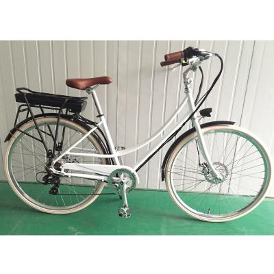 China Hot Selling 26 Inch 250W Shimano 6 Speed ​​Ladies Vintage Style 26 Inch City eBike Aluminum Alloy City Electric Bike for sale