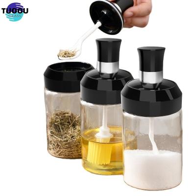 China Sustainable Hot sale seasoning bottle Kitchen Spice Jars Sticker Spices Powder Bottles Glass Spcie Bottle With Laber And Spoon for sale