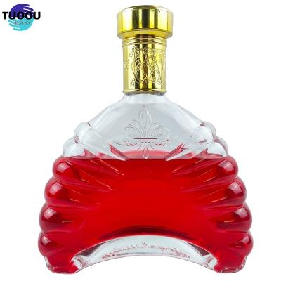 China Wine container wholesale Hot Brandy Frosted Bottles Vodka With Lid Wine Bottle Glass Top en venta