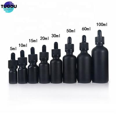 Κίνα Essential oil container Wholesale Hot sale Frosted Matte Black White 30ml With Calibrated Pipette Essential Oil Glass Dropper Bottle προς πώληση