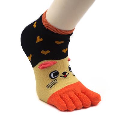 China QUICK DRY knitting pattern 5 Toe Cotton Socks Five Finger Cat Dog Cute Socks for women and girl for sale