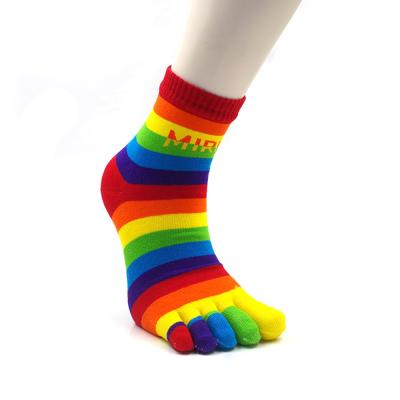 China New Design QUICK DRY Women's Boots Rainbow Logo Five Toe Socks Custom Made for sale