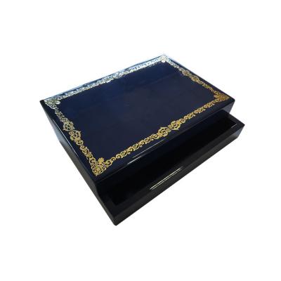 China Europe OEM Factory Gift Premium Piano Lacquer Matt Blue Wooden Watch Box For Watches With Custom Logo for sale