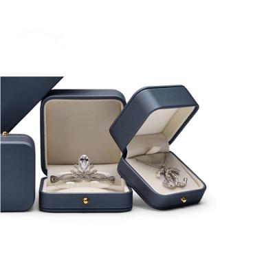 China Hot Selling Luxury Blue Jewelery Display Package Jewelry Set Accessory Box Luxury Blue Case for sale