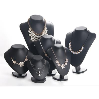 China Leather velvet or according to customer requirement white velvet leather necklace bust mannequin jewelry display, jewelry displays for shops for sale