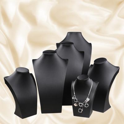 China leather and foam according to customer's requirement custom made black leather mannequin necklace ring display stand neck bust jewelry stand for sale