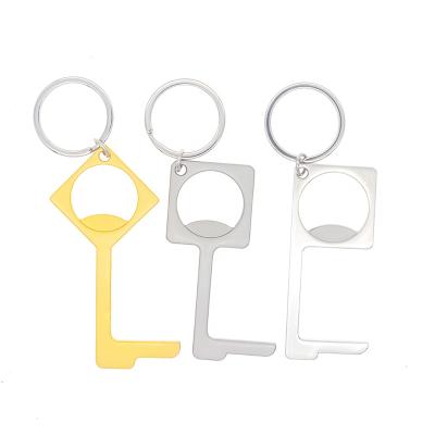 China Souvenir/Promotion/Gift Factory Wholesale Custom Design Brass Key Hygenic Touchless Hand Tool Touch Screen Door Key Chain Free Anti Bacterial Opener for sale