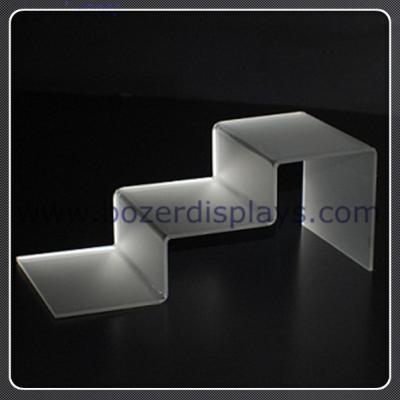 China 3 Step Frosted White Acrylic Shoe Display for sale