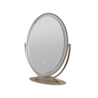 China LED Lighting Makeup Mirror Aluminum Touch Screen Dimming Makeup 360 Rotary Portable for sale