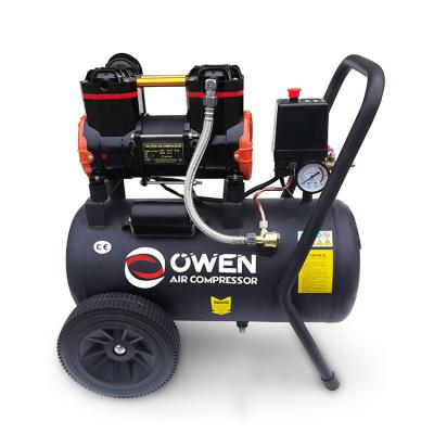 China Owen Long Life 220V 50Hz 1.3Hp 8Bar 24L Oil Free Dual Cylinder Unit Air-Compressors Oilless Lubricated Dental Air Compressor for sale