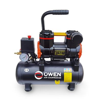 China Owen New Technology Lubricated 0.98Kw 1.3Hp 8Bar 9L Oilless Paint Portable Dental Air Compressor 9L Pitch Oil Free Air-Compressors for sale