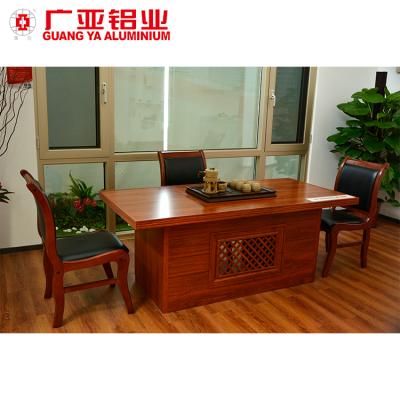 China Beautiful High End Grain Wood Tea Table And Chairs Set Chinese Traditional Office Business Aluminum Table for sale