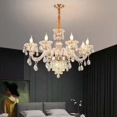 China luxury hotel modern decoration chandelier home gold color k9 crystal crystal lamp for wedding event for sale