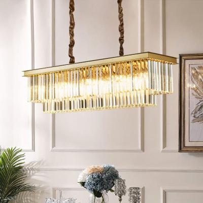 China European Hot Selling Durable Living Room Crystal Glass LED Pendant Lamp Modern Simple Gold For Lighting for sale