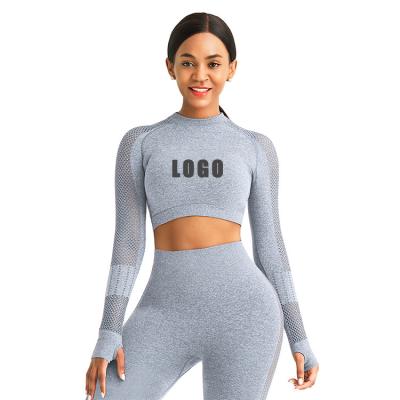 China Hot Selling Comfortable Crop Tops Womens Long Sleeve Fitness Breathable Yoga Tops Activewear for sale