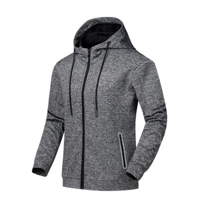 China Custom Logo Print Workout Gym Running Anti-Wrinkle Full Men's Zipper Hoodie Polyester Spandex With Full Zipper Pocket Sport Reflective Hoodies for sale