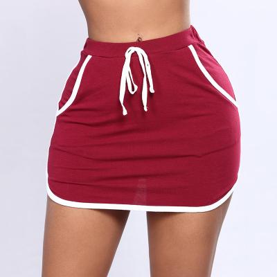 China 2022 New Hip Wrap Skirt Breathable Elastic Patchwork Stripe High Waist Mini Skirt for sale