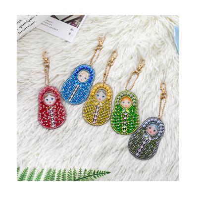 China Special-shape Full Drill DIY Keychains Jewelry Pendant Key Ring Gifts Eco-friendly Diamond Painting Keychain Christmas Decor Bag for sale