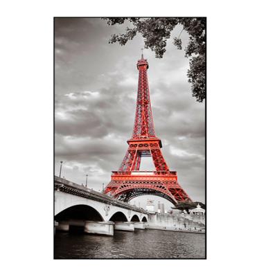 China Realistic Framed Wall Art Canvas Painting Decorations For Living Room Art Supplies Iron Tower Framed Wall Art Painting for sale