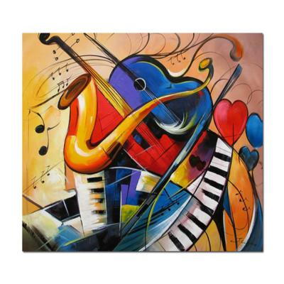 China Modern Hand Painted Home Decorations.Gifts Oil Painting Musical Instruments Painting By Numbers Music Painting Canvas Picture Oil Paintings Art for sale