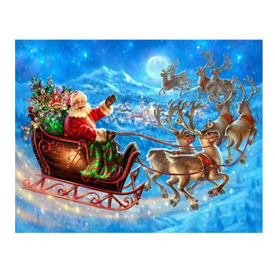 China Modern Wall Decoration 5D Diy Diamond Painting Santa Claus and Reindeer Christmas Celebration Diamond Mosaic Rhinestone Embroidery Cross Stitch for sale