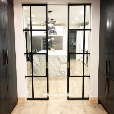 China Australia System Modern Carbon Steel Frame Commercial Sliding Door With T Bar Security Grill Sliding Door for sale