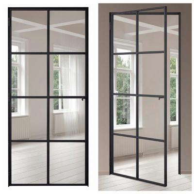 China Commercial Steel Swing Doors Double Tempered Glass Windows And Doors Steel Grill Design for sale