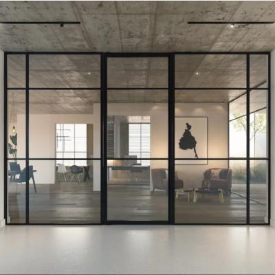 China Manufacturer Supply Customized American Fixed Steel Frame Interior Door Glass Low-E Partition Wall for sale