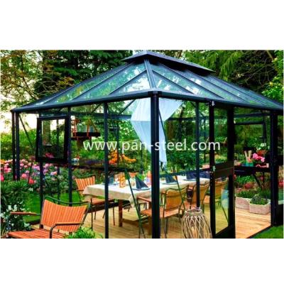 China Beautiful Traditional Glass Steel Structure Sunlight Homes Room With Tempered Glass Safety Glasses Sun Hut for sale