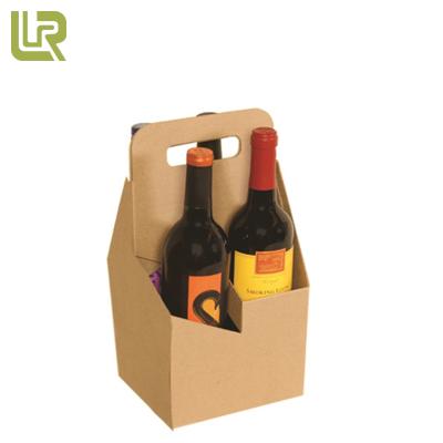 China Recyclable Wholesale Price Cutout Handle 12 Ounce Cardboard Four Pack Beer Wine Carrier Box for sale