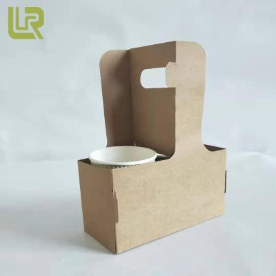 China Custom Recyclable Disposable Logo Printed Paper Board Carryaround Cup Takeaway Carrier for 2 Cups for sale