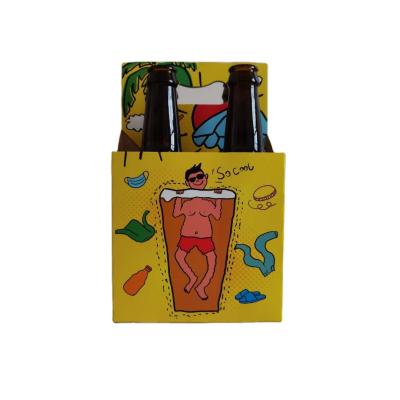 China Recyclable Biodegradable Full Color Printing 4 Bottle Kraft Paper Carrier for sale