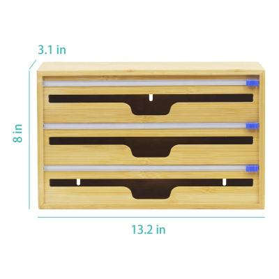 China Wholesale Viable 3 in 1 Foil Plastic Envelope Organizer Holder Bamboo Aluminum Foil Dispenser With Cutter for sale